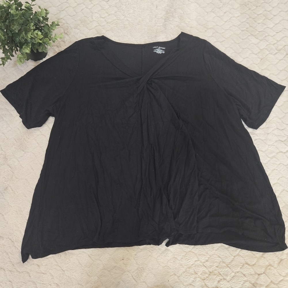 Lane Bryant Black Twist Front Short Sleeve Top, Size 22/24